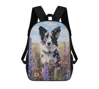 sinyumoney Mochila Infantil Impresa En 3D 17inch Border Collie in Flowers Mochila Escolar Ligera De Viaje De Moda Para Niños Y Estudiantes