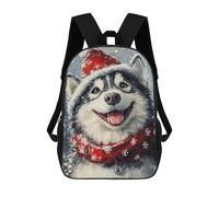 sinyumoney Mochila Infantil Impresa En 3D 17inch Christmas Siberian Husky Art Print-1 Mochila Escolar Ligera De Viaje De Moda Para Niños Y Estudiantes