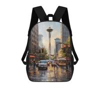 sinyumoney Mochila Infantil Impresa En 3D 17inch City of Coffee Seattle USA Mochila Escolar Ligera De Viaje De Moda Para Niños Y Estudiantes