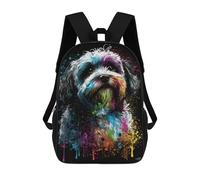 sinyumoney Mochila Infantil Impresa En 3D 17inch Colorful Abstract Dog Art Print Mochila Escolar Ligera De Viaje De Moda Para Niños Y Estudiantes