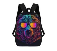 sinyumoney Mochila Infantil Impresa En 3D 17inch Colorful Bear Sunglasses Art Print-1 Mochila Escolar Ligera De Viaje De Moda Para Niños Y Estudiantes