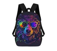 sinyumoney Mochila Infantil Impresa En 3D 17inch Colorful Bear Sunglasses Art Print-2 Mochila Escolar Ligera De Viaje De Moda Para Niños Y Estudiantes