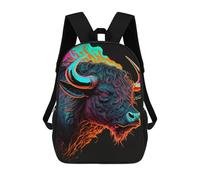 sinyumoney Mochila Infantil Impresa En 3D 17inch Colorful Bull Head Art Print Mochila Escolar Ligera De Viaje De Moda Para Niños Y Estudiantes