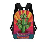 sinyumoney Mochila Infantil Impresa En 3D 17inch Colorful Cactus Pot Art Print-1 Mochila Escolar Ligera De Viaje De Moda Para Niños Y Estudiantes
