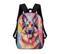 sinyumoney Mochila Infantil Impresa En 3D 17inch Colorful German Shepherd Painting-3 Mochila Escolar Ligera De Viaje De Moda Para Niños Y Estudiantes