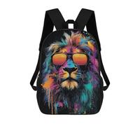 sinyumoney Mochila Infantil Impresa En 3D 17inch Colorful Lion Sunglasses Art Print Mochila Escolar Ligera De Viaje De Moda Para Niños Y Estudiantes
