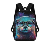 sinyumoney Mochila Infantil Impresa En 3D 17inch Colorful Otter with Glasses-2 Mochila Escolar Ligera De Viaje De Moda Para Niños Y Estudiantes