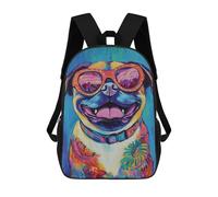 sinyumoney Mochila Infantil Impresa En 3D 17inch Colorful Pug Art Print-7 Mochila Escolar Ligera De Viaje De Moda Para Niños Y Estudiantes