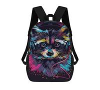sinyumoney Mochila Infantil Impresa En 3D 17inch Colorful Raccoon Headphones Art Print-1 Mochila Escolar Ligera De Viaje De Moda Para Niños Y Estudiantes