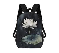 sinyumoney Mochila Infantil Impresa En 3D 17inch Contrasted Ink Wash Lotus Mochila Escolar Ligera De Viaje De Moda Para Niños Y Estudiantes