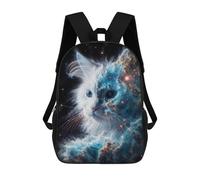 sinyumoney Mochila Infantil Impresa En 3D 17inch Cosmic Nebula White Cat Mochila Escolar Ligera De Viaje De Moda Para Niños Y Estudiantes