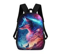 sinyumoney Mochila Infantil Impresa En 3D 17inch Cosmic Wolf Fantasy Artwork Mochila Escolar Ligera De Viaje De Moda Para Niños Y Estudiantes
