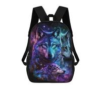 sinyumoney Mochila Infantil Impresa En 3D 17inch Cosmic Wolf Trio Art Print-1 Mochila Escolar Ligera De Viaje De Moda Para Niños Y Estudiantes