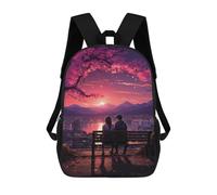 sinyumoney Mochila Infantil Impresa En 3D 17inch Couple Watching Sunset Mochila Escolar Ligera De Viaje De Moda Para Niños Y Estudiantes