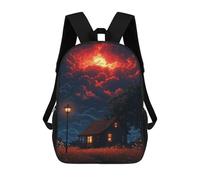 sinyumoney Mochila Infantil Impresa En 3D 17inch Cozy Cabin Under A Stormy Sky Mochila Escolar Ligera De Viaje De Moda Para Niños Y Estudiantes