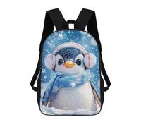 sinyumoney Mochila Infantil Impresa En 3D 17inch Cute Penguin Earmuffs Snowfall Mochila Escolar Ligera De Viaje De Moda Para Niños Y Estudiantes