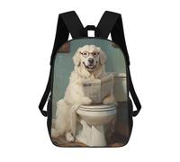 sinyumoney Mochila Infantil Impresa En 3D 17inch Dog Reading Newspaper on Toilet-36 Mochila Escolar Ligera De Viaje De Moda Para Niños Y Estudiantes