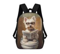 sinyumoney Mochila Infantil Impresa En 3D 17inch Dog Reading Newspaper on Toilet-67 Mochila Escolar Ligera De Viaje De Moda Para Niños Y Estudiantes