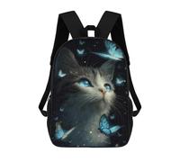 sinyumoney Mochila Infantil Impresa En 3D 17inch Enchanted Butterfly Cat Art Print -2 Mochila Escolar Ligera De Viaje De Moda Para Niños Y Estudiantes