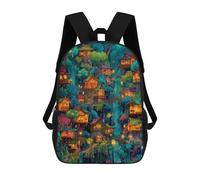 sinyumoney Mochila Infantil Impresa En 3D 17inch Enchanted Forest Village Mochila Escolar Ligera De Viaje De Moda Para Niños Y Estudiantes
