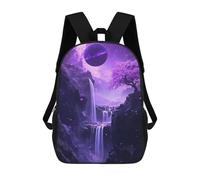 sinyumoney Mochila Infantil Impresa En 3D 17inch Fantasy Purple Waterfall Scene Mochila Escolar Ligera De Viaje De Moda Para Niños Y Estudiantes