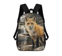 sinyumoney Mochila Infantil Impresa En 3D 17inch Fox by Waterfall Landscape-1 Mochila Escolar Ligera De Viaje De Moda Para Niños Y Estudiantes