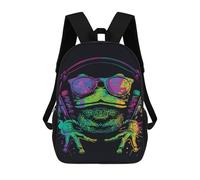sinyumoney Mochila Infantil Impresa En 3D 17inch Frog Headphones Sunglasses Art Print Mochila Escolar Ligera De Viaje De Moda Para Niños Y Estudiantes