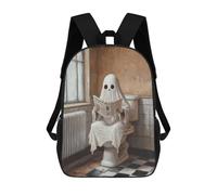 sinyumoney Mochila Infantil Impresa En 3D 17inch Ghost Reading Newspaper in Bathroom Mochila Escolar Ligera De Viaje De Moda Para Niños Y Estudiantes