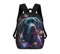 sinyumoney Mochila Infantil Impresa En 3D 17inch Glowing Labrador with Flowers Mochila Escolar Ligera De Viaje De Moda Para Niños Y Estudiantes