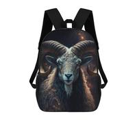 sinyumoney Mochila Infantil Impresa En 3D 17inch Golden Horned Ram Portrait Mochila Escolar Ligera De Viaje De Moda Para Niños Y Estudiantes