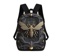 sinyumoney Mochila Infantil Impresa En 3D 17inch Golden King Bee Art Deco Mochila Escolar Ligera De Viaje De Moda Para Niños Y Estudiantes
