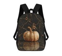 sinyumoney Mochila Infantil Impresa En 3D 17inch Golden Marble Pumpkin Decor Mochila Escolar Ligera De Viaje De Moda Para Niños Y Estudiantes