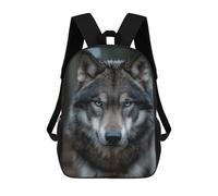 sinyumoney Mochila Infantil Impresa En 3D 17inch Gray Wolf with Blue Eyes -1 Mochila Escolar Ligera De Viaje De Moda Para Niños Y Estudiantes