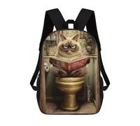 sinyumoney Mochila Infantil Impresa En 3D 17inch Grumpy Cat Reading Book on Toilet Mochila Escolar Ligera De Viaje De Moda Para Niños Y Estudiantes
