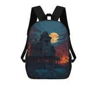 sinyumoney Mochila Infantil Impresa En 3D 17inch Halloween Haunted House -9 Mochila Escolar Ligera De Viaje De Moda Para Niños Y Estudiantes