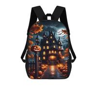 sinyumoney Mochila Infantil Impresa En 3D 17inch Halloween Haunted House Decor Mochila Escolar Ligera De Viaje De Moda Para Niños Y Estudiantes