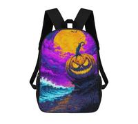 sinyumoney Mochila Infantil Impresa En 3D 17inch Halloween Pumpkin Beach Scene Mochila Escolar Ligera De Viaje De Moda Para Niños Y Estudiantes