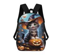 sinyumoney Mochila Infantil Impresa En 3D 17inch Halloween Witch Cat Decorations Mochila Escolar Ligera De Viaje De Moda Para Niños Y Estudiantes
