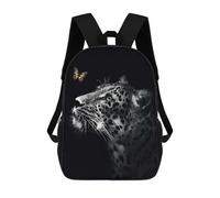 sinyumoney Mochila Infantil Impresa En 3D 17inch Jaguar with Butterfly Mochila Escolar Ligera De Viaje De Moda Para Niños Y Estudiantes