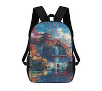 sinyumoney Mochila Infantil Impresa En 3D 17inch Japanese Pagoda Reflection Waterfall Mochila Escolar Ligera De Viaje De Moda Para Niños Y Estudiantes