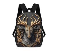 sinyumoney Mochila Infantil Impresa En 3D 17inch King Deer Golden Art Deco Mochila Escolar Ligera De Viaje De Moda Para Niños Y Estudiantes
