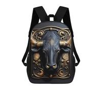sinyumoney Mochila Infantil Impresa En 3D 17inch King Golden Bull Art Deco Mochila Escolar Ligera De Viaje De Moda Para Niños Y Estudiantes