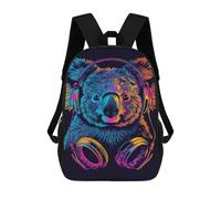 sinyumoney Mochila Infantil Impresa En 3D 17inch Koala Headphones Fun Art Print Mochila Escolar Ligera De Viaje De Moda Para Niños Y Estudiantes