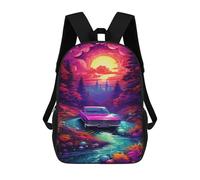 sinyumoney Mochila Infantil Impresa En 3D 17inch Magical Sunset Drive Mochila Escolar Ligera De Viaje De Moda Para Niños Y Estudiantes