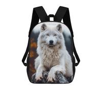 sinyumoney Mochila Infantil Impresa En 3D 17inch Majestic White Wolf Portrait Mochila Escolar Ligera De Viaje De Moda Para Niños Y Estudiantes