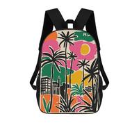sinyumoney Mochila Infantil Impresa En 3D 17inch Miami Palm Trees Colorful Art Mochila Escolar Ligera De Viaje De Moda Para Niños Y Estudiantes