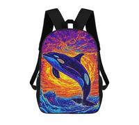 sinyumoney Mochila Infantil Impresa En 3D 17inch Orca Breaching Vibrant Ocean Art Mochila Escolar Ligera De Viaje De Moda Para Niños Y Estudiantes
