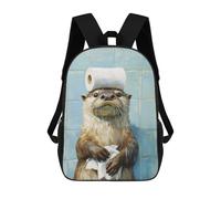 sinyumoney Mochila Infantil Impresa En 3D 17inch Otter with Toilet Paper Mochila Escolar Ligera De Viaje De Moda Para Niños Y Estudiantes