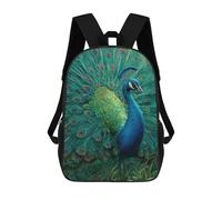 sinyumoney Mochila Infantil Impresa En 3D 17inch Peacock with Spread Feathers Mochila Escolar Ligera De Viaje De Moda Para Niños Y Estudiantes