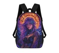 sinyumoney Mochila Infantil Impresa En 3D 17inch Purple-Haired Fantasy Warrior Mochila Escolar Ligera De Viaje De Moda Para Niños Y Estudiantes